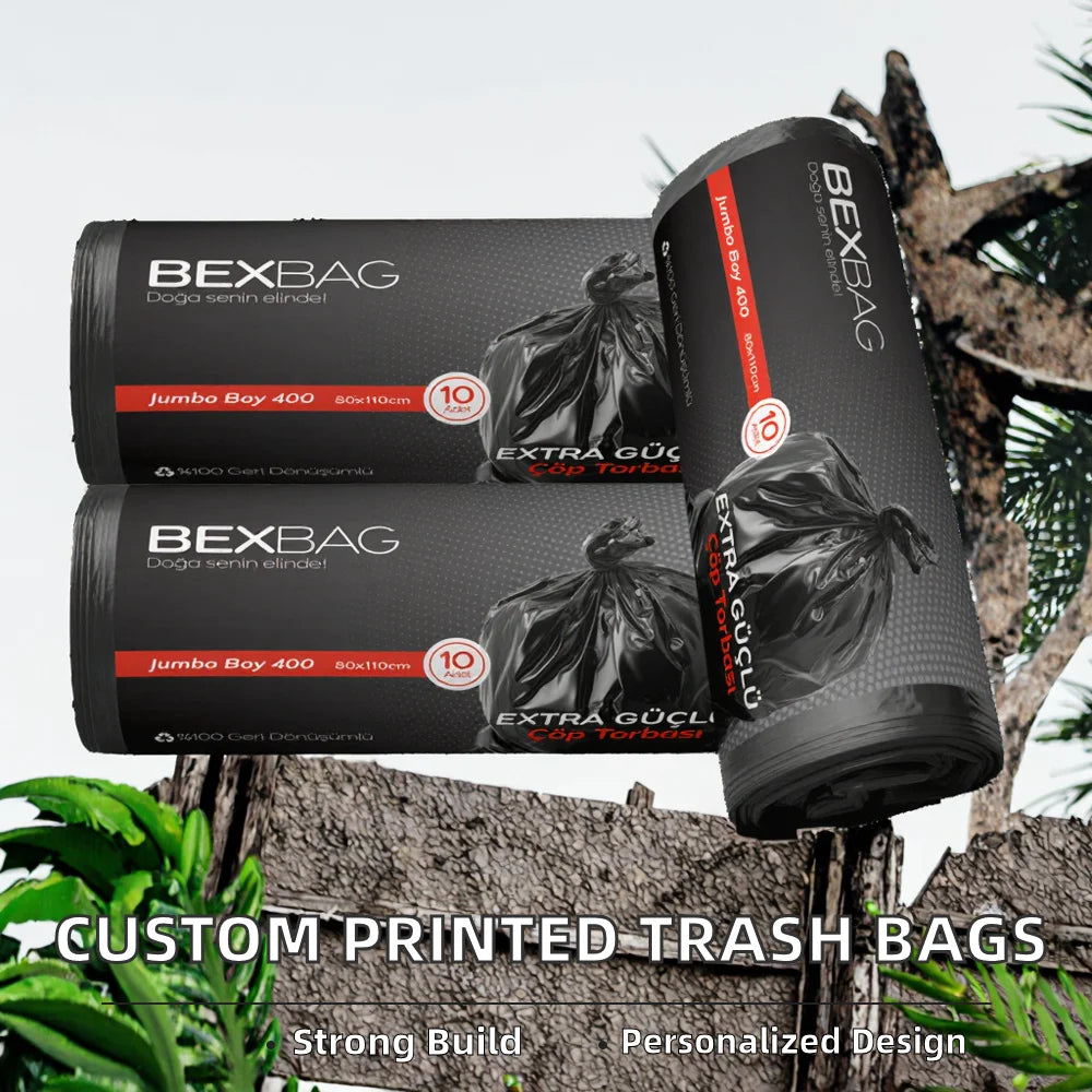Cheap Black Trash Bags Bin Bags 10pcs Roll 50x70 70x90 80x110 90x120 110x120 Star Seal Bottom Household Garbage Bags Hot Sale