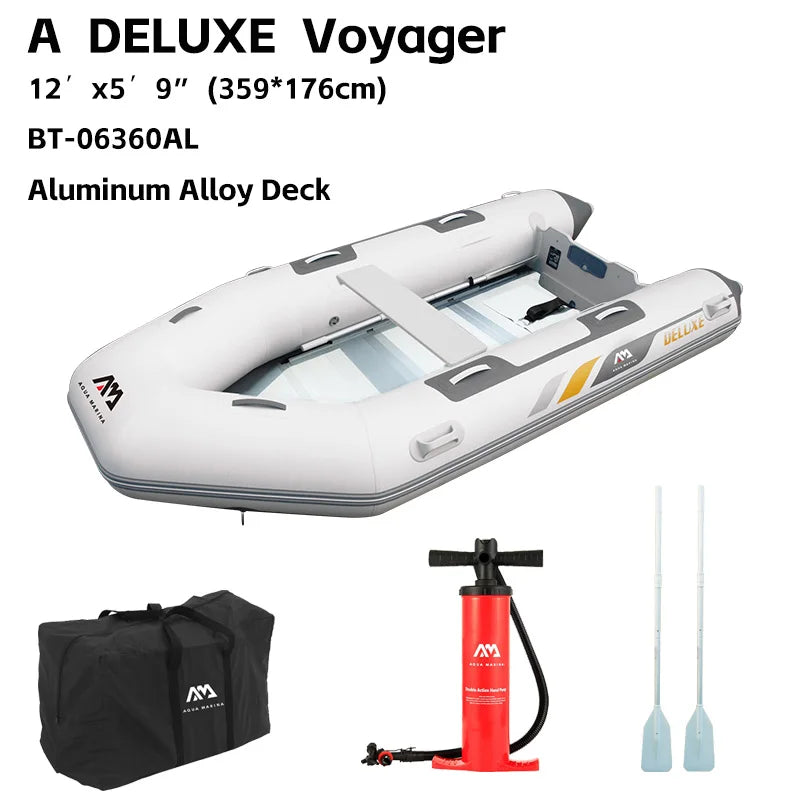 AQUA MARINA BT-06360AL PVC Inflatable Assault Boat Canoe 359x176cm Aluminium Floor 3+Keel Drifting Ready 6-Person Capacity