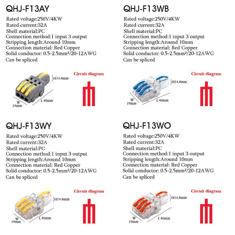 Wire Connector 1 Input Multiple Output Electrical Splitter Push-in Terminal Block Butt Home LED Light Quick Wiring Connectors