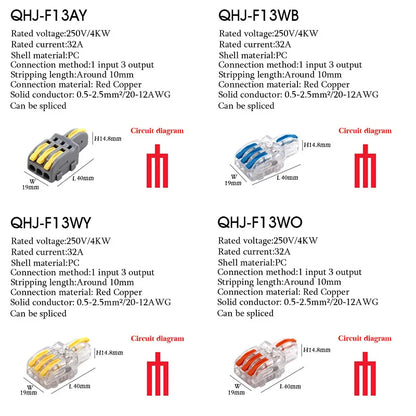 Wire Connector 1 Input Multiple Output Electrical Splitter Push-in Terminal Block Butt Home LED Light Quick Wiring Connectors