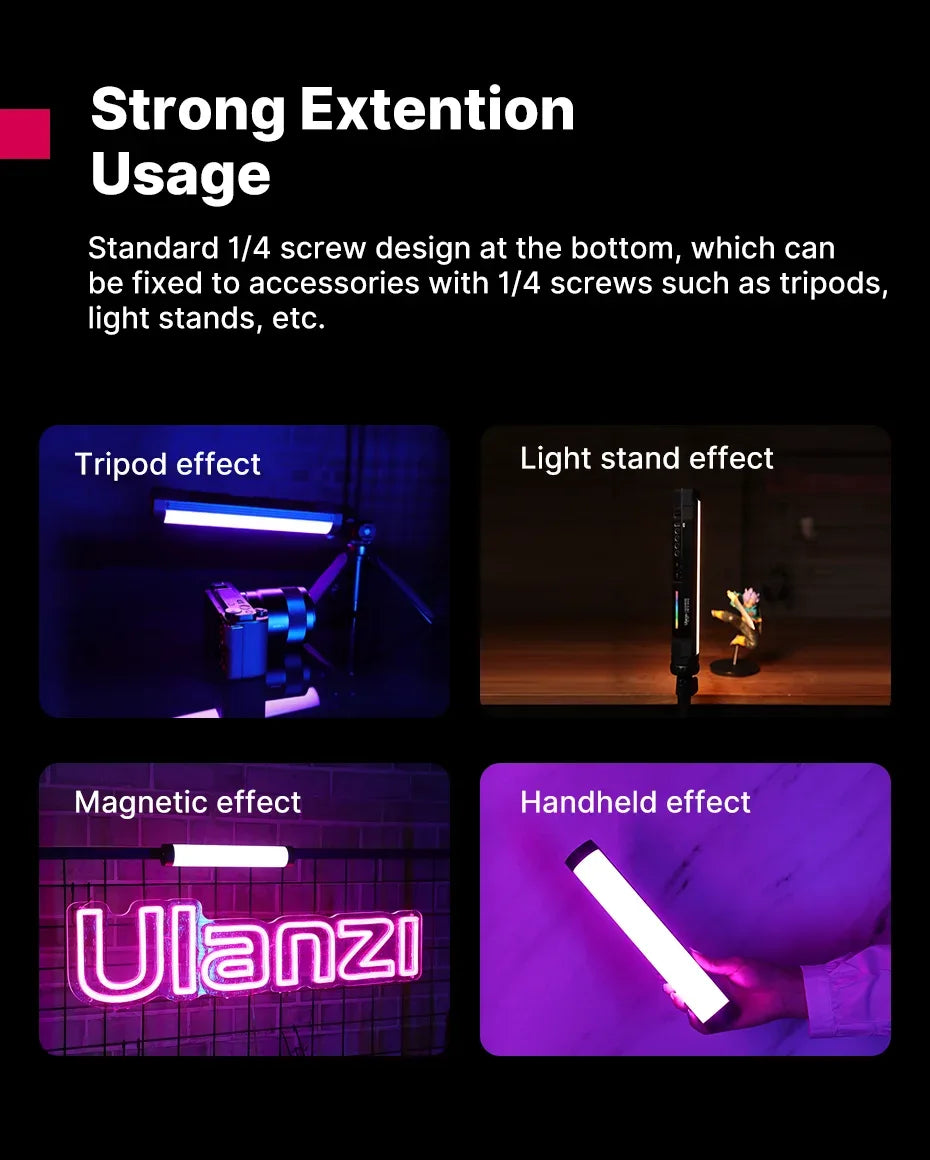 Ulanzi VL110 Handheld RGB Light Tube Stick Video soft Light 2500-9000K LED Photography Stick LED Light Wand Rechargeable
