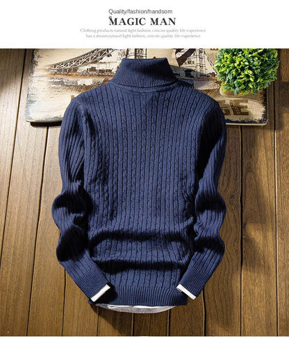 2023 Winter High Neck Thick Warm Sweater Men Turtleneck Brand Mens Sweaters Slim Fit Pullover Men Knitwear Male Double Collar3Xl