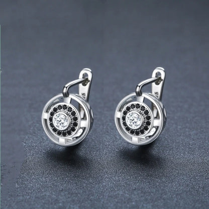 FCJ Luxury Copper Crystal Earrings for Women Shining Zircon-Studded Over-Ear Accessory