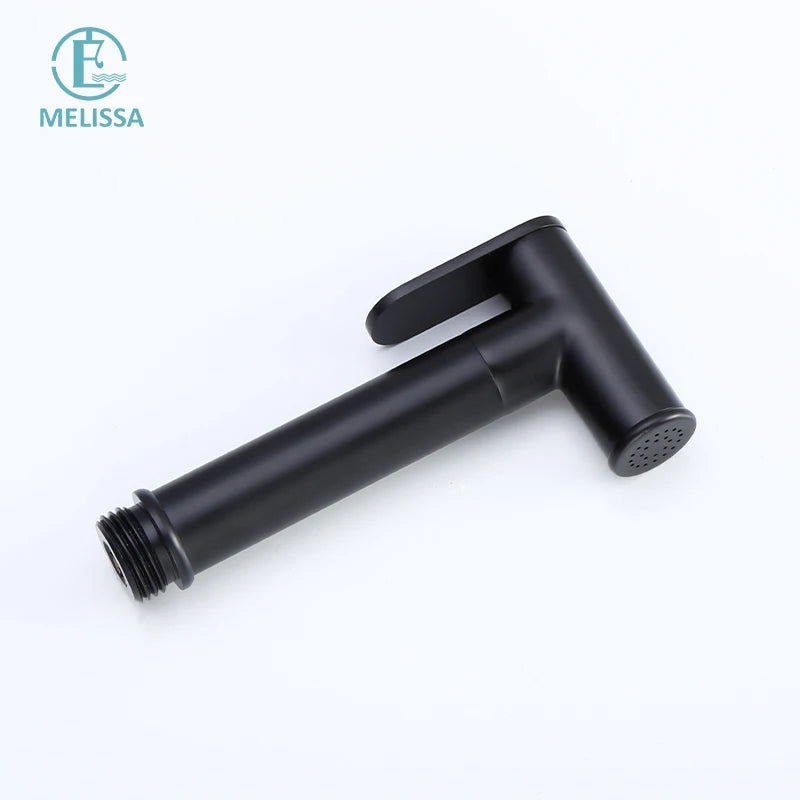 Melissa Modern Hotel Use Wall-Mounted Black Brass Toilet Bidet Sprayer Set with Vertical Spray and Water Saving Features