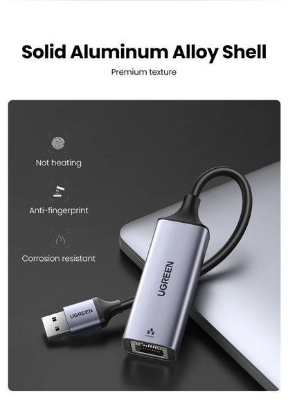 UGREEN USB Ethernet Adapter USB 3.0 Network Card to USB RJ45 Lan for PC Windows 10 Xiaomi Mi Box 3/S Nintend Switch Ethernet USB