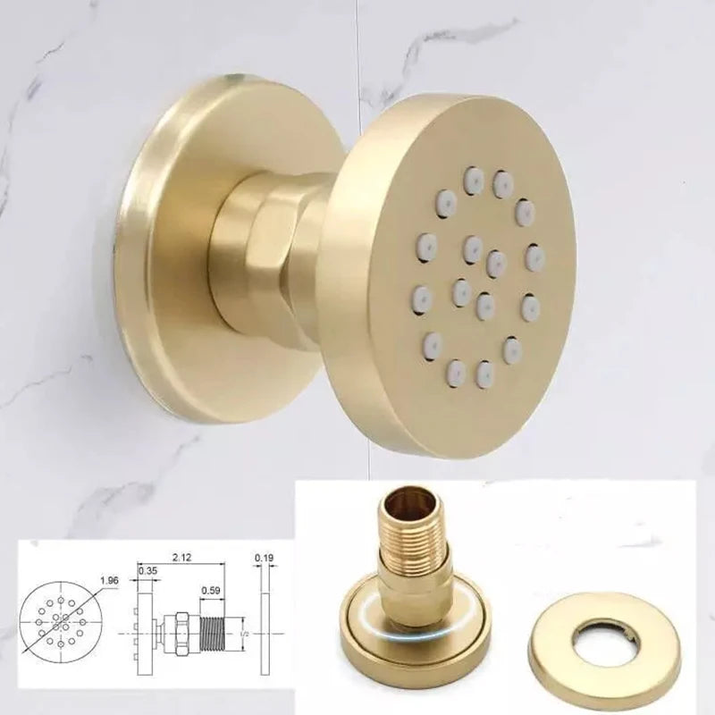 12-Inch Brushed Chrome LED Rain Shower Head System Thermostatic Mixer Single Handle Contemporary Brass Design Hotels Massage Jet