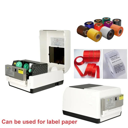 Red Gold Metallic Foil Barcode Printer Ribbon 30-110mm Inked Ribbon Roll Thermal Transfer Film for Gift Bag/Tea Bag/Card