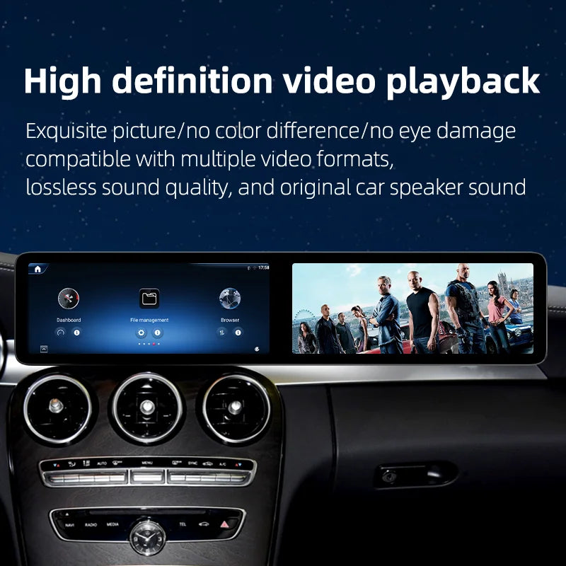 25.6 Touch Screen Radio Carplay Usb Car Dual Digital Screen Car Dvd Player System for Mercedes C GLC W204 W205 W253 X253 11-22