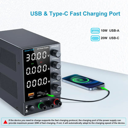 WANPTEK Adjustable Stable Voltage DC Power Supply 30V10A Mobile Maintenance Power Supply Battery Charging Switch Power Supply