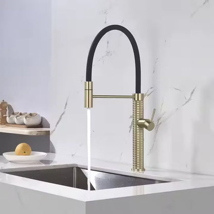 Modern Single Lever Brass Bathroom Faucet Luxury Brushed Gold Kitchen Sink Mixer Pull Spring Spray Cheap Luxury Kitchen Tap