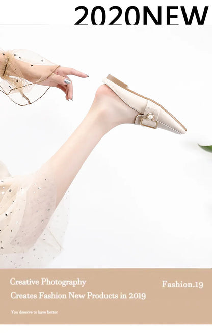 New Women Slipper Casual Shoes Fashion Women's Leather Loafers No Heel Slip-on Shoes Summer Outdoor Light Ladies Walking Shoes