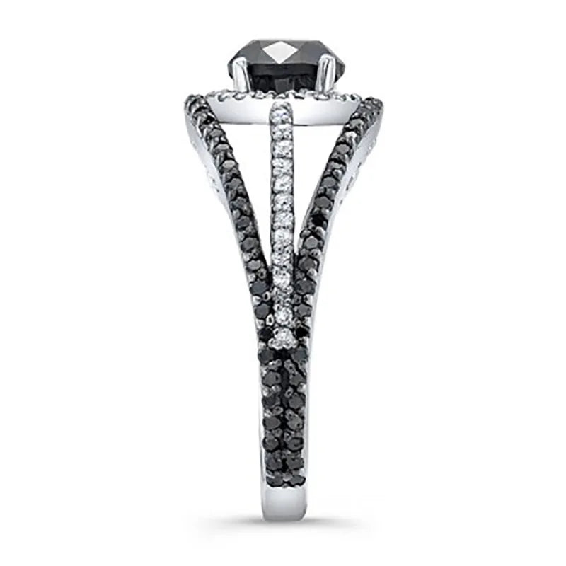 F328 Vintage Moissanite Ring Oval Cut White Gold Pave Setting Engagement Band for Women