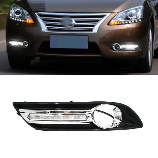 1 Set LED Daytime Running Lights Daylight Fog light cover with turn signal DRL For Nissan Sentra Sylphy 2012 2013 2014 2015 by PDG ibma