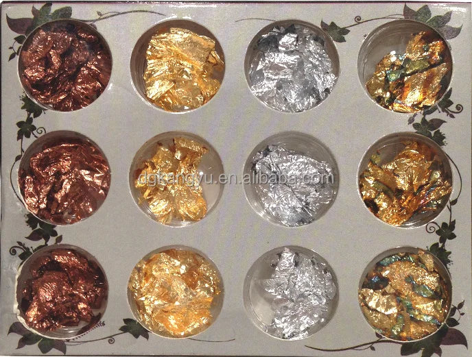 Nail Gold Foil Flakes for Resin Gilding Metal Gold Silver Leaf Flakes for Nails Art Slime-for Diwali Graduation Decorations 1kg