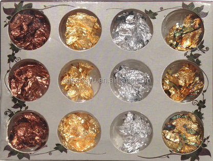 Nail Gold Foil Flakes for Resin Gilding Metal Gold Silver Leaf Flakes for Nails Art Slime-for Diwali Graduation Decorations 1kg