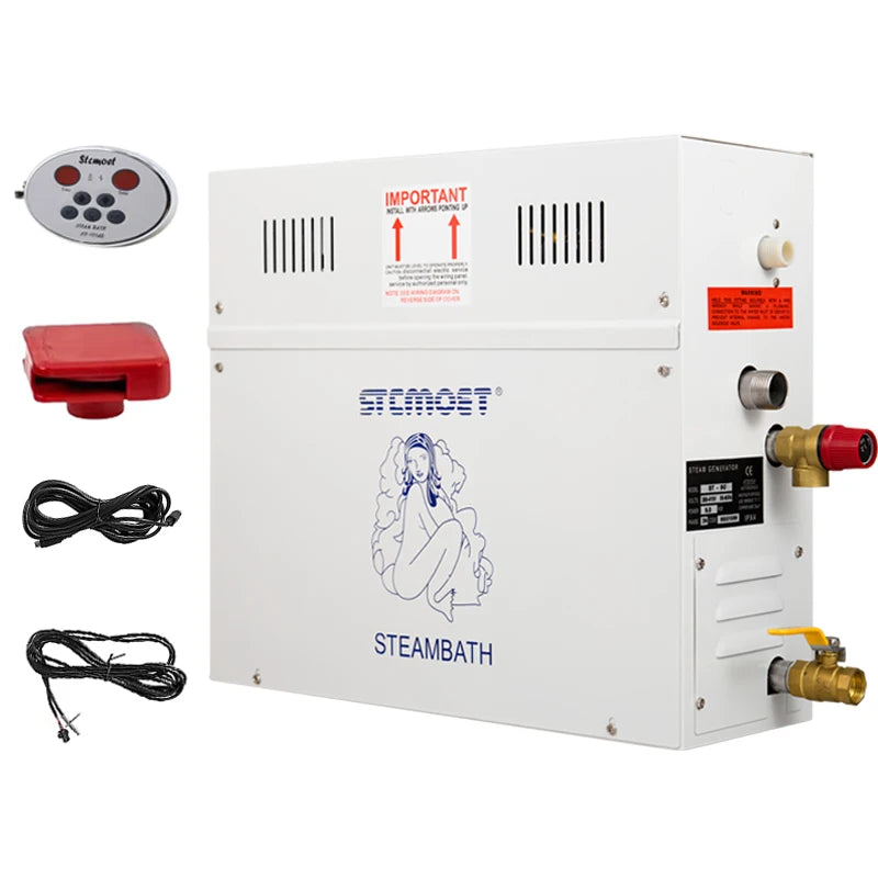 STCMOET 6kw Steam Generator Sauna Bath Steamer for Home SPA Shower with Digital Controller Temperature and Timing