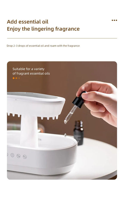 Smart Mini Ultrasonic Humidifier Cool Mist White Noise Portable Oil Aroma Diffuser for Hotel Household Use Rain Drop Essential