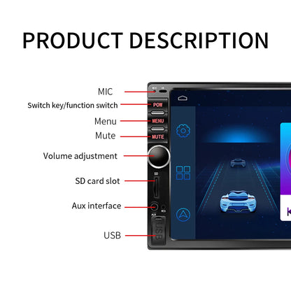 7018 7-inch Screen Reversing Image 12V Radio Audio Steering Wheel Control 2din BT Car Mp5 Player Manual