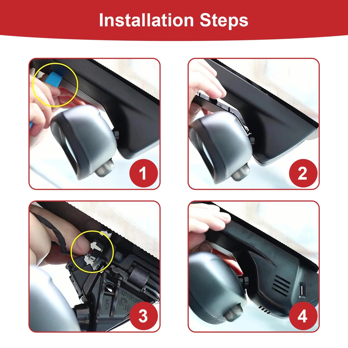 Adinkam Hidden WIFI Car DVR Dash Cam  Dash Cam for Audi 2019-2024 A1 A3 A4 A5 A6 A7 A8 Q2 Q3 Q5 Q7 Q8 RS S S5 S8 SQ5 SQ8 TT