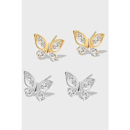 Butterfly Earrings Fashion Animal Jewelry Wholesale 925 Sterling Silver Zircon Cute Girl Gift Children 18K Gold Plated Jewelry