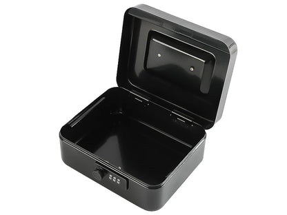 AJF Black Cold Rolled Steel Cash Safe Box Combination Lock Secure 7.87"x6.30"x3.54" Money Tray for Indoor/Outdoor Use Model