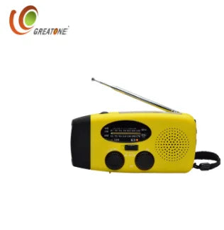 Solar Hand Crank NOAA Weather Radio Torch with Built-in Speaker AM/FM Screen USB Rechargeable 2000mAh Cell Phone Charger