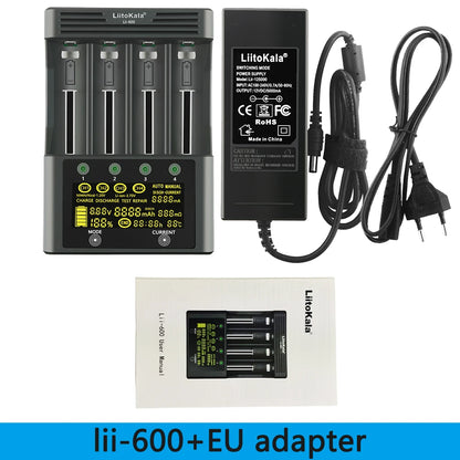 LiitoKala lii-500S lii-500 lii-600 LCD 3.7V 1.2V 18650 26650 21700 Battery Charger with screen Test the battery capacity