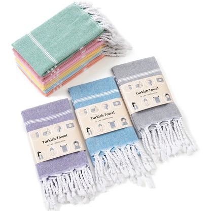 Luxury Cotton Quick-Dry Striped Hand Towels & Decorative Dishcloth Antimicrobial Eco-Friendly Machine Washable Home Kitchen Use