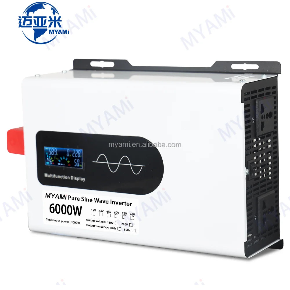 For Dual Output 3000W 12-96V DC Input Grid LCD Display Solar AC 220V Inverter Pure Sine Wave Low-Frequency Air Conditioner