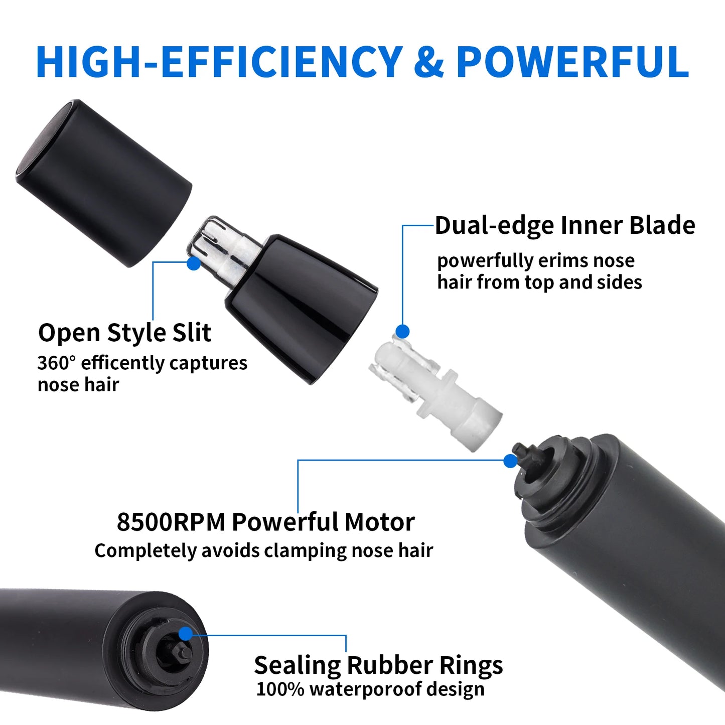 Electric Nose Hair Trimmer Men's Nose and Ear Remover USB Rechargeable Automatic Waterproof Washable Portable Nose Ear Trimmer