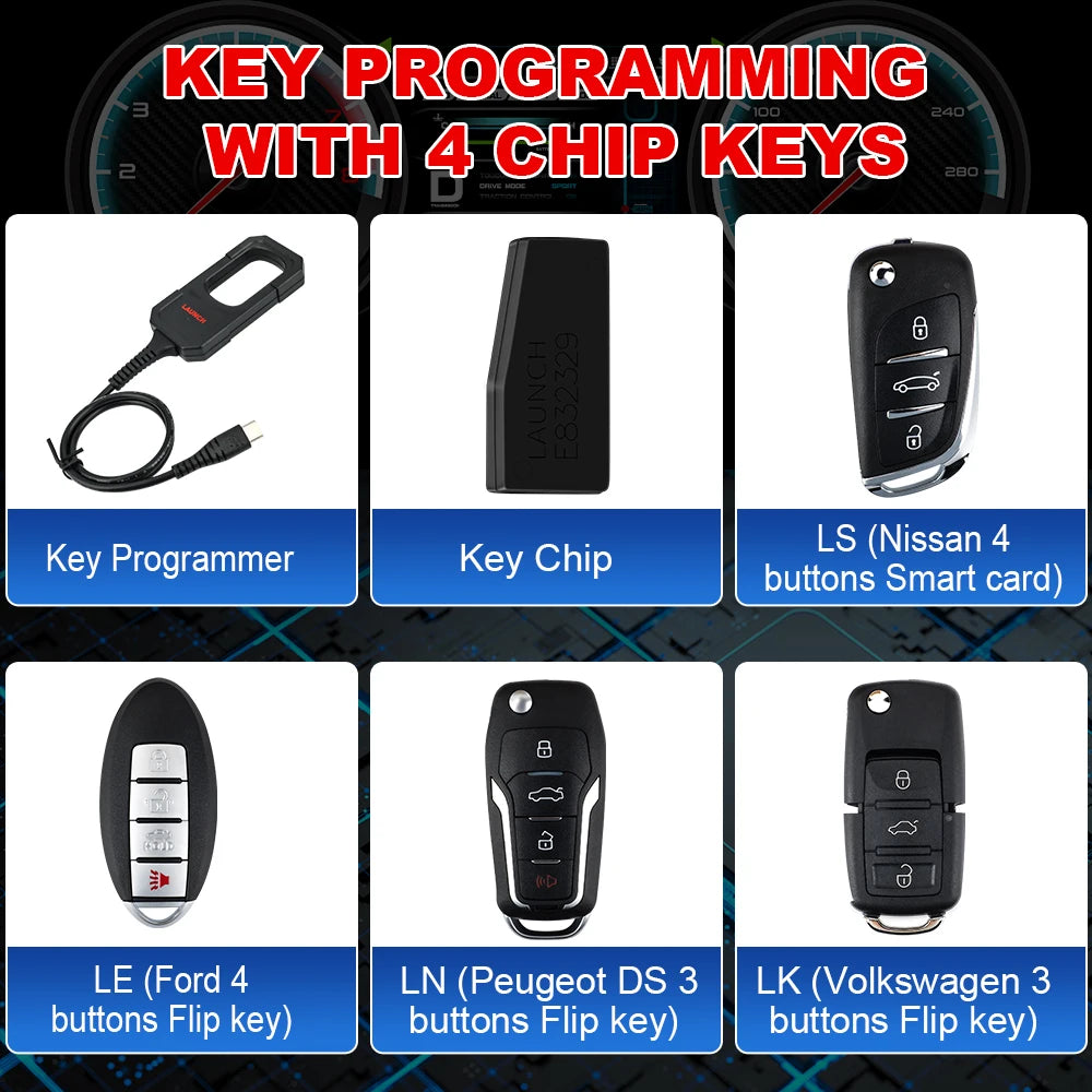 LAUNCH remote maker X431 key programming equipment with 4 universal remotes 1 super chip immobilizer tool IMMO compatible