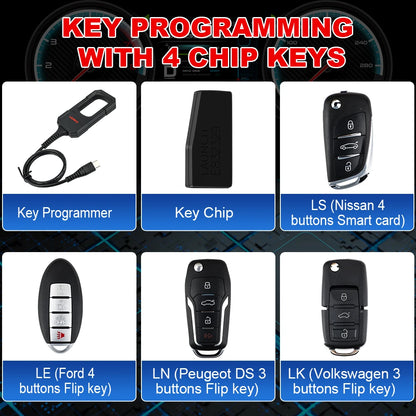 LAUNCH remote maker X431 key programming equipment with 4 universal remotes 1 super chip immobilizer tool IMMO compatible