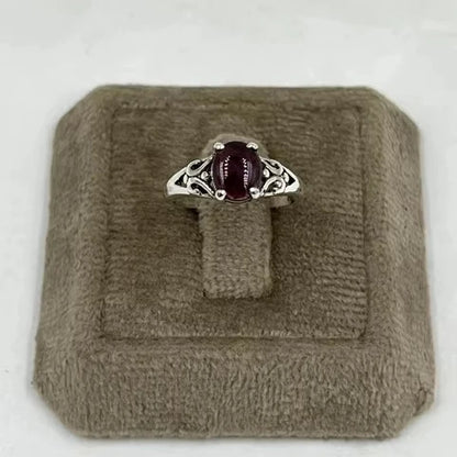 Elegant stylish Sterling Silver Garnet Gemstone Oval Shape Ring Handmade 925 Silver Vintage Design from Jaipur At Best Price
