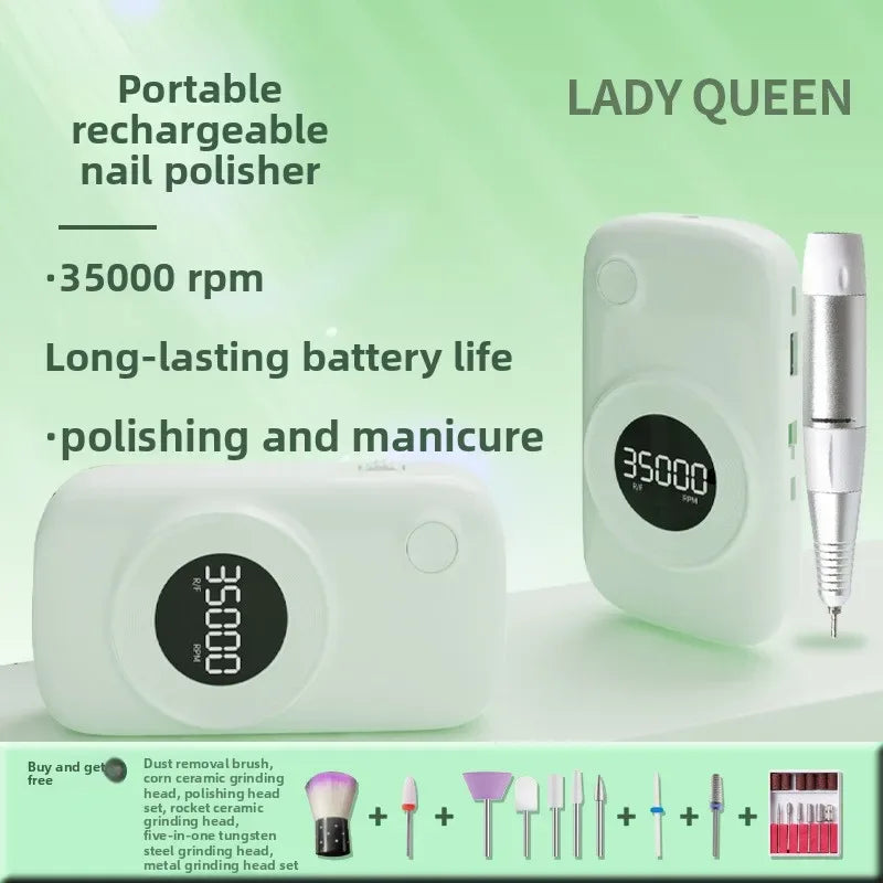 35000 Rpm 5000 MAh Battery Professional Nail Nail Removal Machine Polishing Portable Electric Nail File with Grinding Head