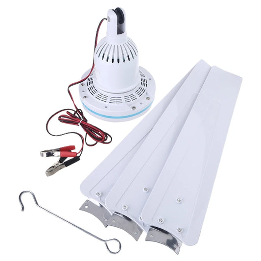 12V Mute Ceiling Fan 19.6inch Silent Camping Tent Hanging Fan without Switch 230cm Cable for Outdoor Hiking Bed Home Picnic by PDG ibma