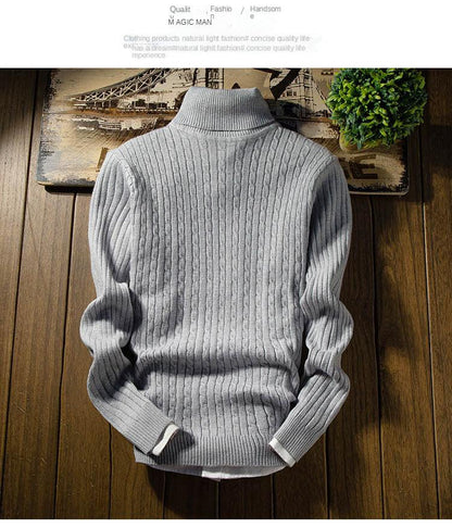 2023 Winter High Neck Thick Warm Sweater Men Turtleneck Brand Mens Sweaters Slim Fit Pullover Men Knitwear Male Double Collar3Xl