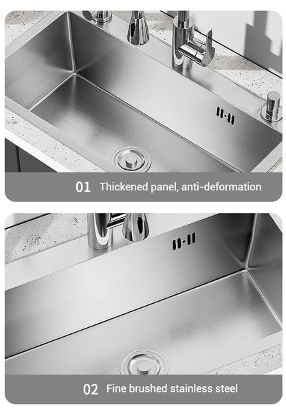 Wholesale Handmade Stainless Steel Kitchen Sink Anti-overflow Design Rectangle Single Bowl Kitchen Sink
