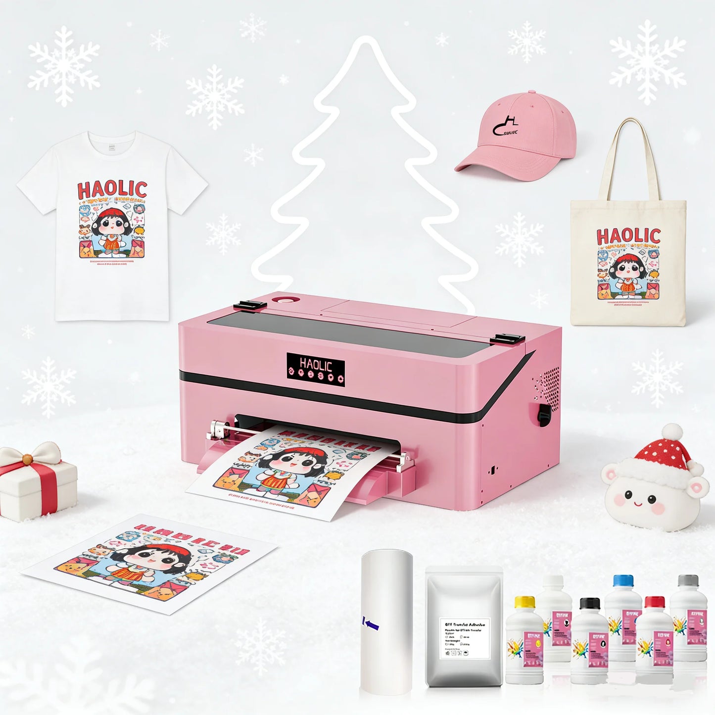 2026 XP600 Pink A3 DTF Printer with Oven | 13 Inch DTF Printer Inkjet Transfer Printing Machine for Small Business Production