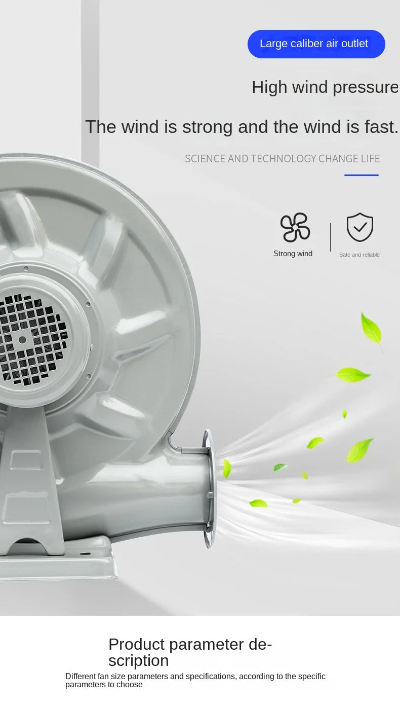 250W Medium Pressure Centrifugal Fan 220V Powerful Industrial Air Blower Free Standing Kitchen Blower OEM/ODM Supported