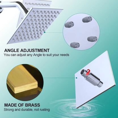 Dual Shower System 15.7x31.5" Rainfall Chrome Rain Shower Handheld Brass 6" Shower Heads Featuring 6pcs Body Jets Soft Spray