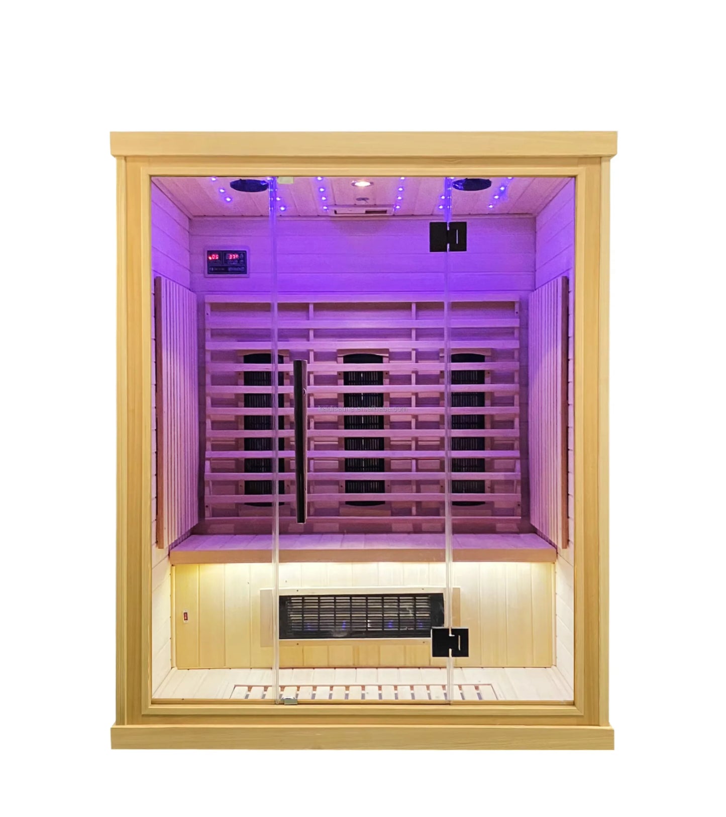 Hesperu HQ-D1220 Solid Hemlock Wood Dry/Wet Steam Sauna Room European Design Soft Touch Control Panel Far Infrared Function 220V