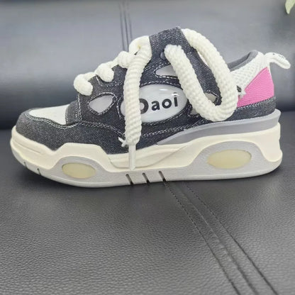 2024 New Women's Casual Sneaker Soft Bottom Fashionable Comfortable Breathable Anti-Slippery Walking Height Increasing Platform