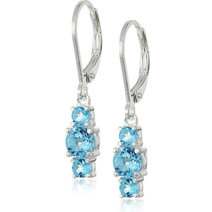 Silver Plated Topaz Drop Earrings For Women Classic Party Jewelry Claw Setting Fashion Earrings Zinc Alloy Material