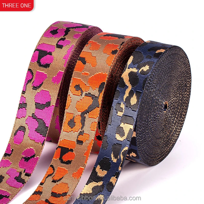 Factory Custom Jacquard Webbing Custom logo Polyester Webbing Bag Shoulder Belt Custom Clothing Accessories Webbing