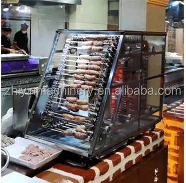 New Brazilian Greek Stainless Steel 304 Electric Chain Broiler Fully Automatic Rotating Indoor Outdoor BBQ Machine for Kebab