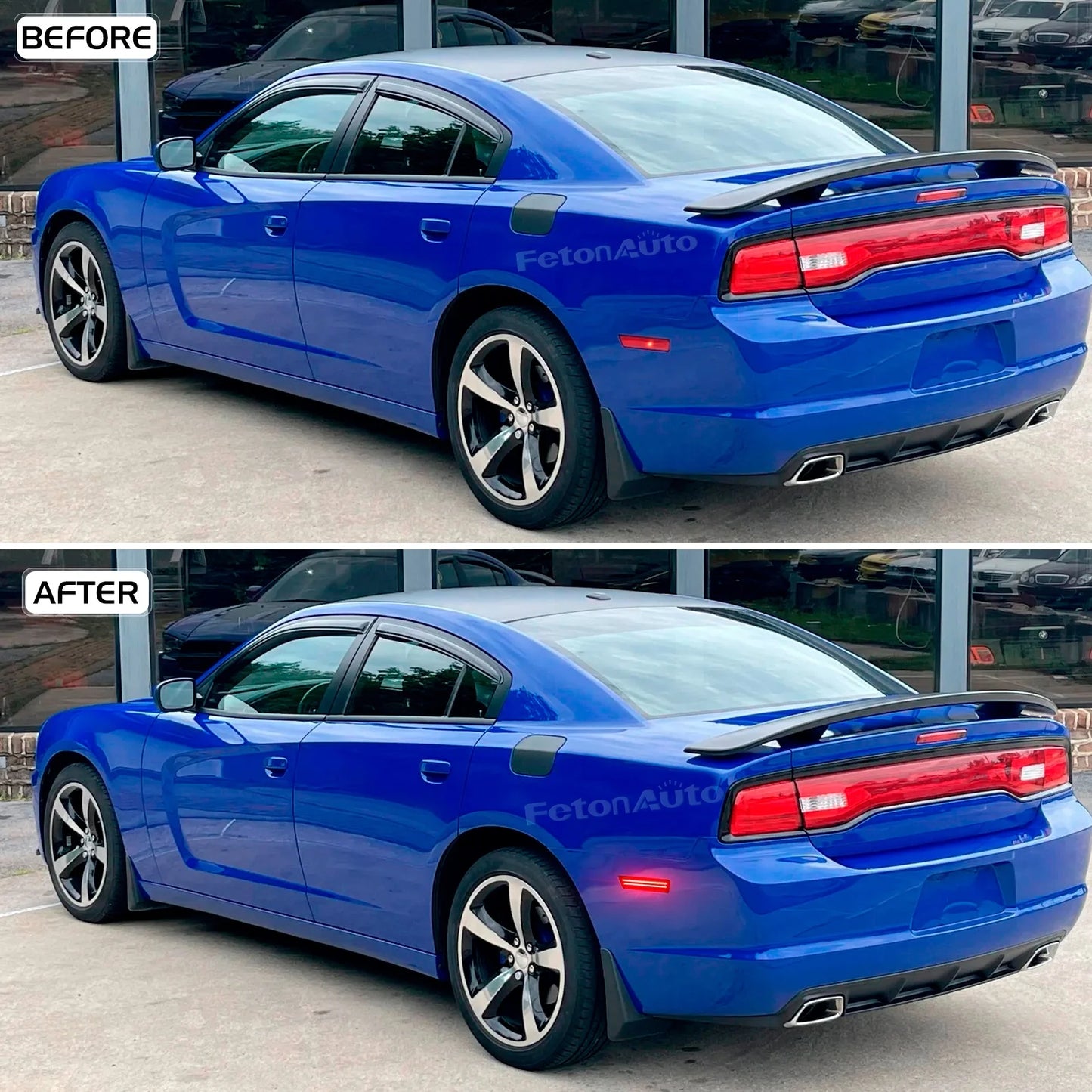 White Red Animation Rear Bumper Reflector Indicator Lights for Dodge Charger Challenger LED Dynamic Blinker Side Marker Lamps