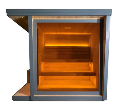 Durable Thermo Wood Outdoor Cube Sauna 4-6 People Capacity Canadian Spruce Sauna House with Heater