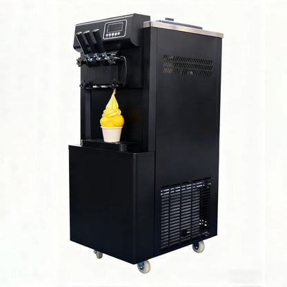 3 Flavors Ice Cream Maker 28-36L/H Fully Automatic Soft Ice Cream Machine with Two Compressor Precooling and Hopper Mixer