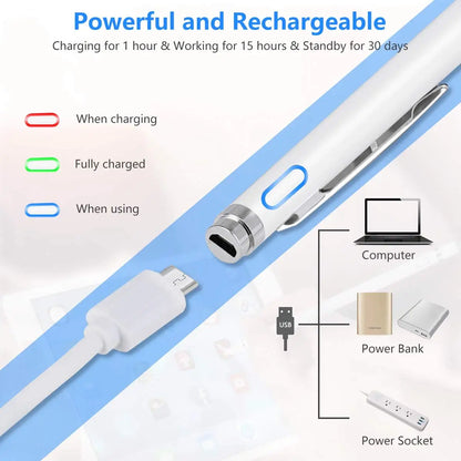 2 in 1 Functional Smart Universal Pen Smooth Writing Touch Screen Pen for Tablet Mobile Phone iPad