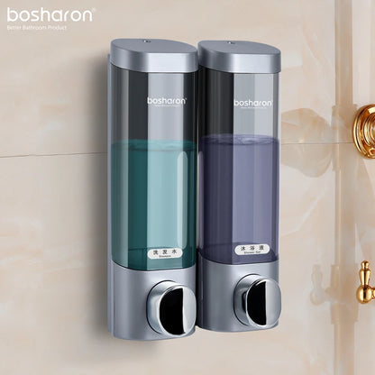 Magic Suction Cup 300ml*2 Bathroom Wall Mount Double Liquid Soap Dispensers Hand Press Toilet Equipment Hand Sanitizer Dispenser